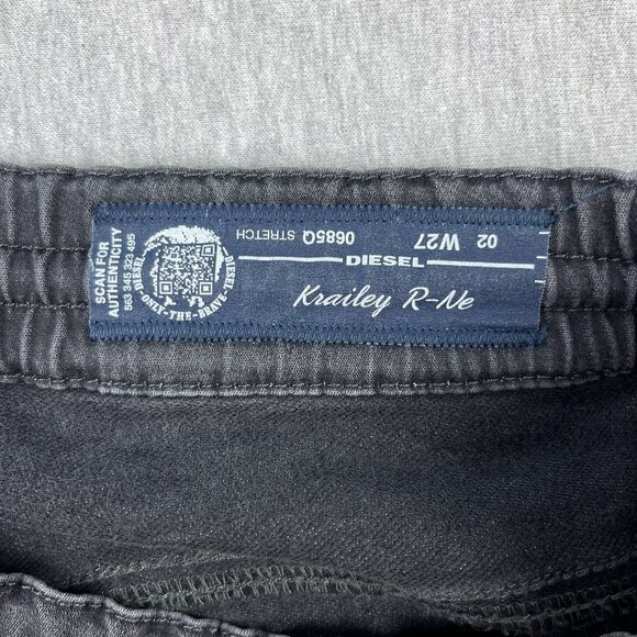 Diesel Jogg Jeans Womens 27x30 Black Distressed Krailey R-Ne 0685Q Stretch Italy - Picture 10 of 16